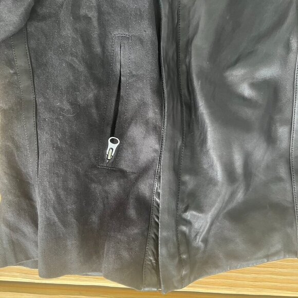 Vince  Black Leather Sleeved Moto Jacket Size Large - Picture 3 of 13